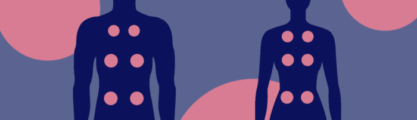 Image of a man and woman with six circle points in each body